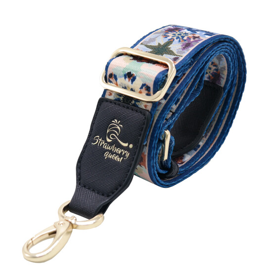 ADJUSTABLE STYLISH MOTIF BAG STRAP - L, NAVY BLUE